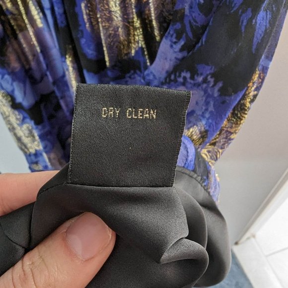 Nicole Miller metallic Purple and Gold floral Halter Dress Size 6 - Picture 6 of 7